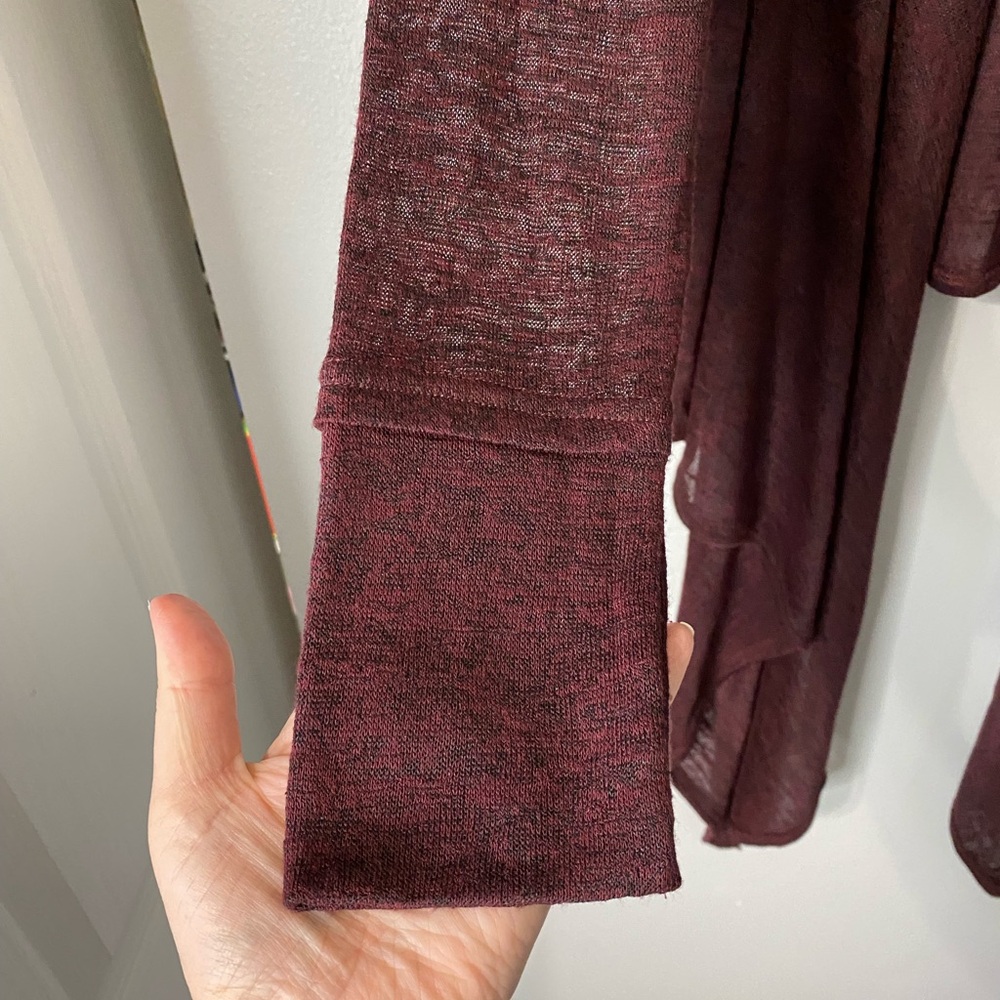 Jeans By Buffalo Open Front Cardigan Burgundy Siz… - image 4